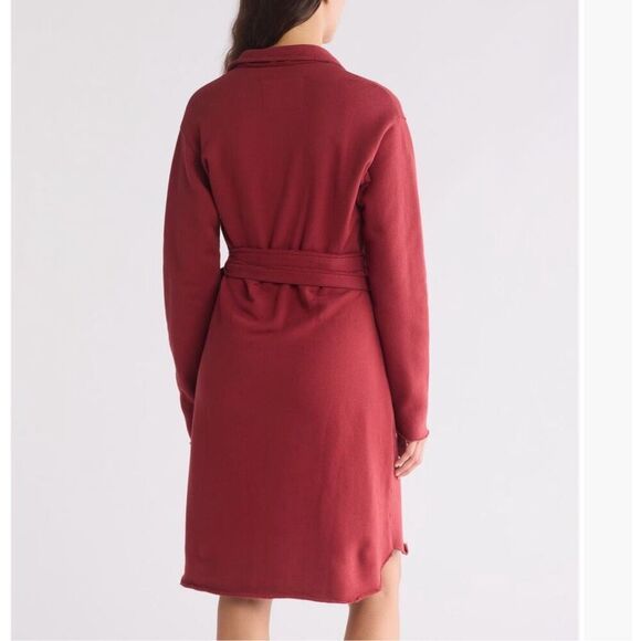 Frank & Eileen triple fleece 100% cotton wrap dress in cranberry size L NWT - Picture 2 of 8